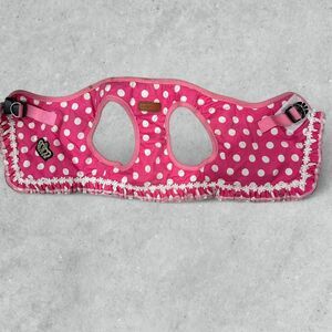 Pink polka dot dog harness